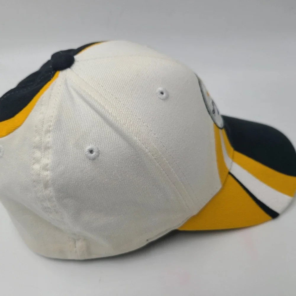 Pittsburgh Steelers Hat Fitted S-M NFL Team Apparel White Black Yellow Swirl Men